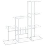 Metal Plant Stand with Wheels Garden Flower Pot Display Storage Shelf Rack White