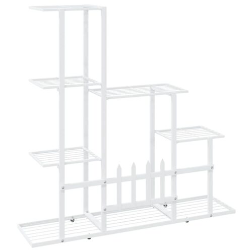 Metal Plant Stand with Wheels Garden Flower Pot Display Storage Shelf Rack White - Image 5