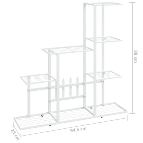 Metal Plant Stand with Wheels Garden Flower Pot Display Storage Shelf Rack White - Image 7