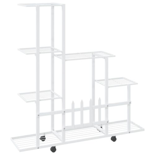 Flower Stand with Wheel 94.5x25x92.5cm White Metal - Image 5