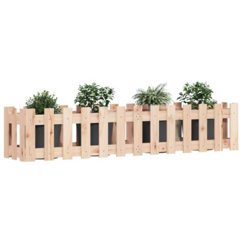 Garden Raised Bed with Fence Design 150x30x30cm Solid Wood Pine - Image 3