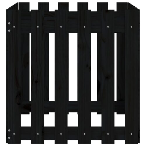 Garden Planter with Fence Design Black 60x60x60cm Solid Wood Pine - Image 5