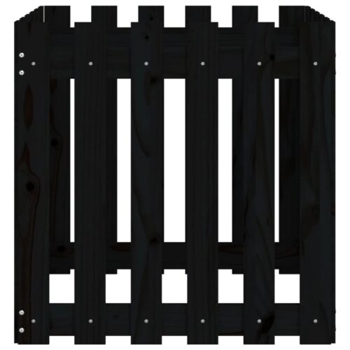Garden Planter with Fence Design Black 60x60x60cm Solid Wood Pine - Image 6