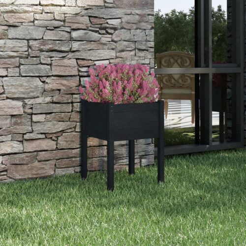 Garden Planter Black 50x50x70cm Solid Pinewood - Image 2