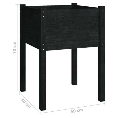 Garden Planter Black 50x50x70cm Solid Pinewood - Image 7