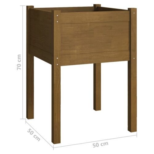 Garden Planter Honey Brown 50x50x70cm Solid Pinewood - Image 7