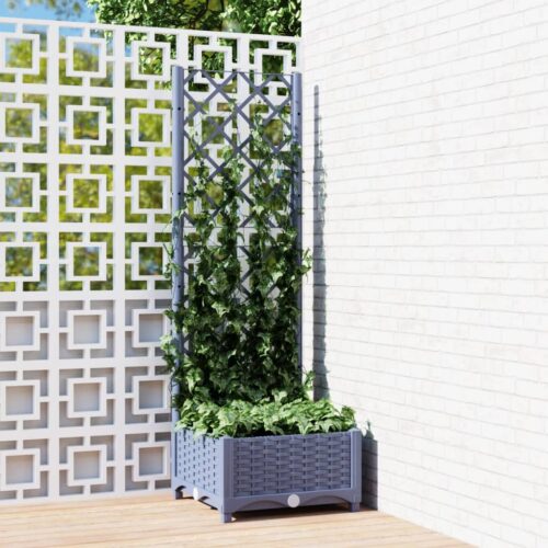 Garden Planter with Trellis Dark Grey 40x40x121.5cm PP - Image 2