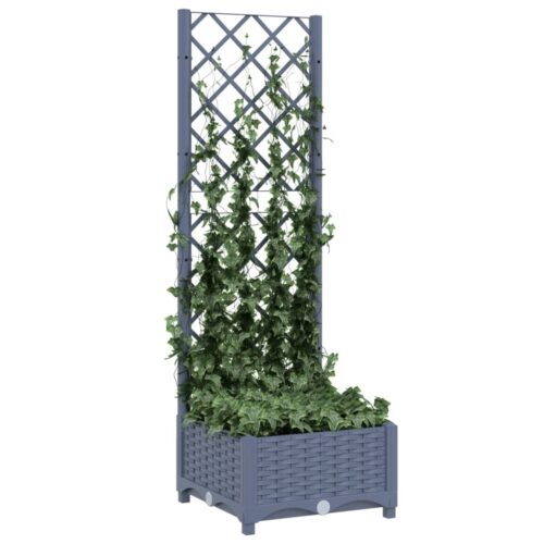 Garden Planter with Trellis Dark Grey 40x40x121.5cm PP - Image 3