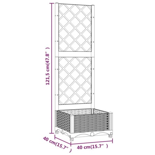 Garden Planter with Trellis Dark Grey 40x40x121.5cm PP - Image 8