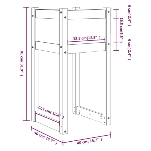 Planter 40x40x81cm Solid Wood Pine - Image 7