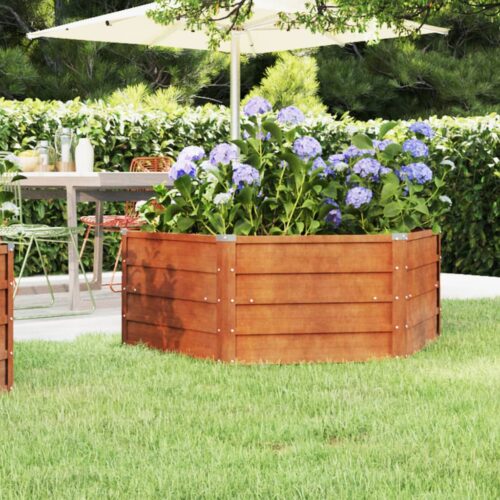 Garden Raised Bed Rusty 129x129x45cm Corten Steel - Image 2