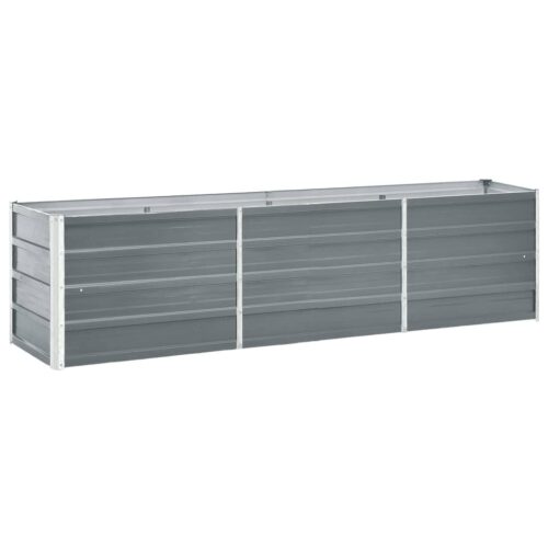 Garden Raised Bed Galvanised Steel 240x40x45cm Grey - Image 2