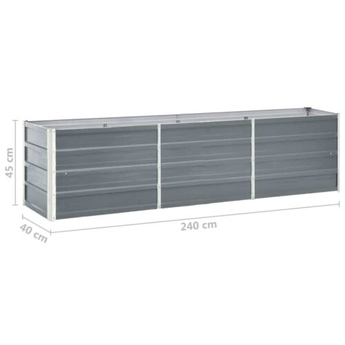 Garden Raised Bed Galvanised Steel 240x40x45cm Grey - Image 6