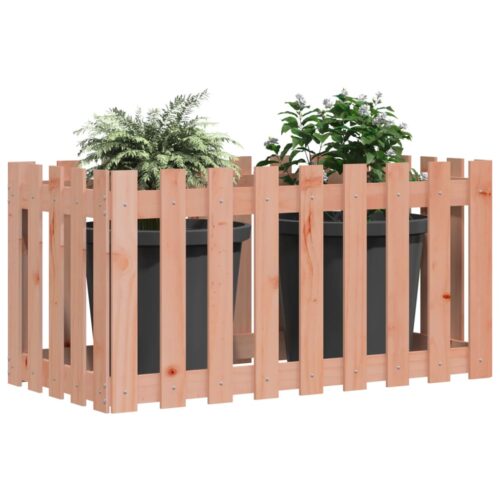 Garden Raised Bed with Fence Design 100x50x70cm Solid Wood Douglas - Image 3