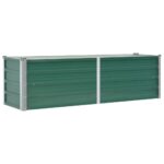 Garden Raised Bed Galvanised Steel 160x40x45cm Green