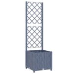 Garden Planter with Trellis Dark Grey 40x40x136cm PP