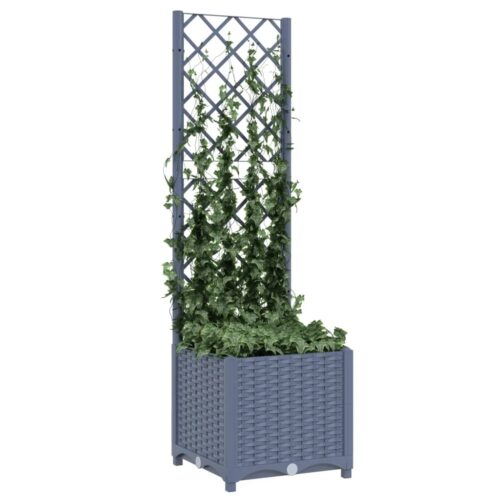 Garden Planter with Trellis Dark Grey 40x40x136cm PP - Image 3