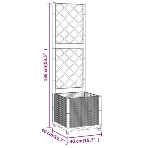 Garden Planter with Trellis Dark Grey 40x40x136cm PP - Image 8