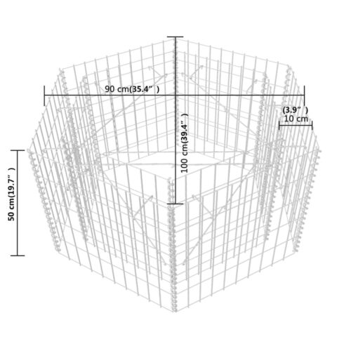 Hexagonal Gabion Raised Bed 100x90x50cm - Image 5