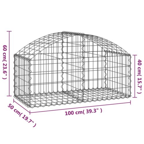 Arched Gabion Basket 100x50x40/60cm Galvanised Iron - Image 5