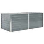 Raised Garden Bed 160x80x45cm Galvanised Steel Grey