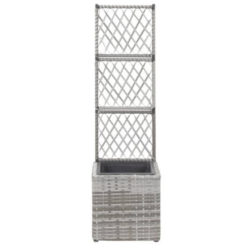 Trellis Raised Bed with 1 Pot 30x30x107cm Poly Rattan Grey - Image 3