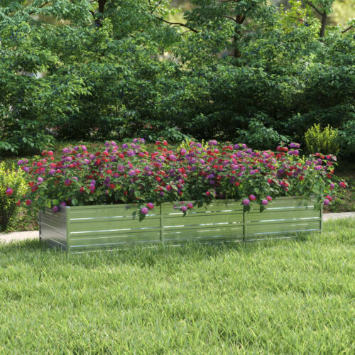 Garden Raised Bed 240x80x45cm Galvanized Steel Silver - Image 2