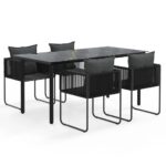 5-Piece Garden Dining Set Black