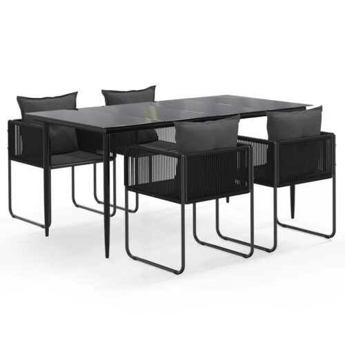 5-Piece Garden Dining Set Black