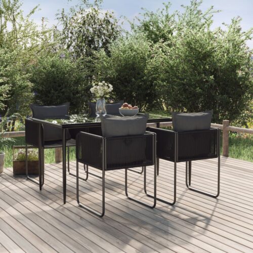5-Piece Garden Dining Set Black - Image 2