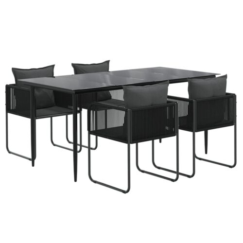 5-Piece Garden Dining Set Black - Image 3