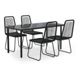 5-Piece Garden Dining Set Black