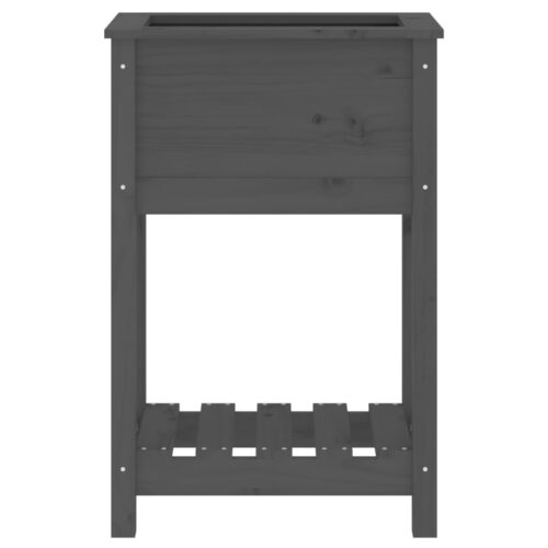 Planter with Shelf Grey 54x34.5x81cm Solid Wood Pine - Image 5