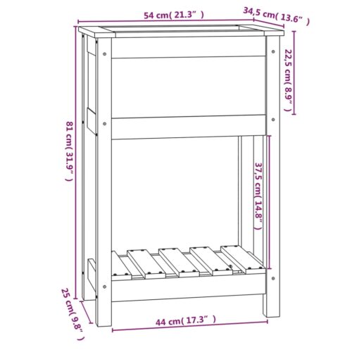 Planter with Shelf Grey 54x34.5x81cm Solid Wood Pine - Image 8