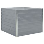 Raised Garden Bed 100x100x77cm Galvanised Steel Grey