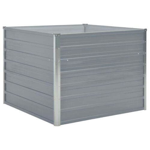 Raised Garden Bed 100x100x77cm Galvanised Steel Grey