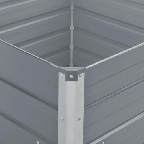 Raised Garden Bed 100x100x77cm Galvanised Steel Grey - Image 4