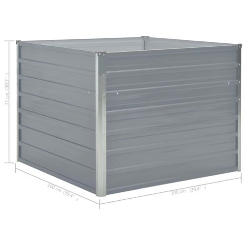 Raised Garden Bed 100x100x77cm Galvanised Steel Grey - Image 6