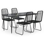 5-Piece Garden Dining Set Black