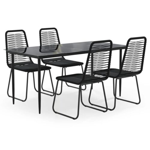 5-Piece Garden Dining Set Black
