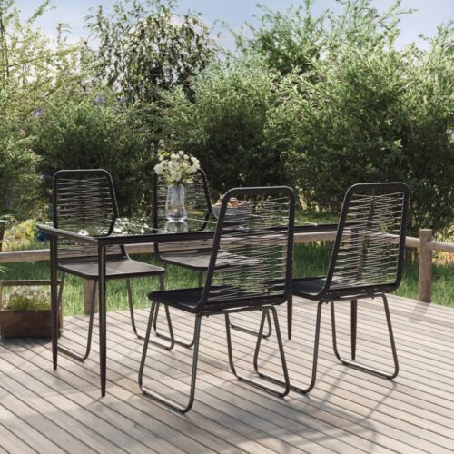 5-Piece Garden Dining Set Black - Image 2