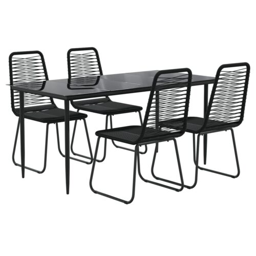 5-Piece Garden Dining Set Black - Image 3