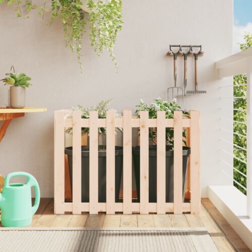 Garden Raised Bed with Fence Design 100x50x70cm Solid Wood Pine - Image 2
