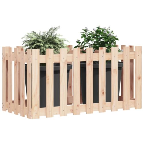 Garden Raised Bed with Fence Design 100x50x70cm Solid Wood Pine - Image 3