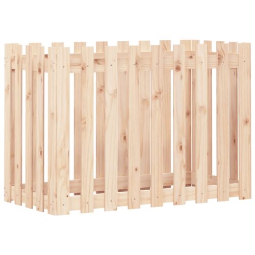 Garden Raised Bed with Fence Design 100x50x70cm Solid Wood Pine - Image 4