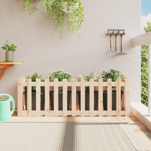 Garden Raised Bed with Fence Design 150x50x50cm Solid Wood Pine - Image 2