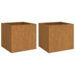 Planters 2pcs 49x47x46cm Corten Steel