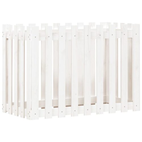 Garden Raised Bed with Fence Design White 100x50x70cm Solid Wood Pine