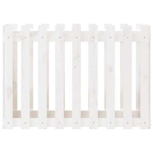 Garden Raised Bed with Fence Design White 100x50x70cm Solid Wood Pine - Image 5