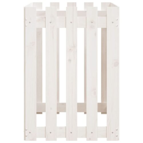 Garden Raised Bed with Fence Design White 100x50x70cm Solid Wood Pine - Image 6